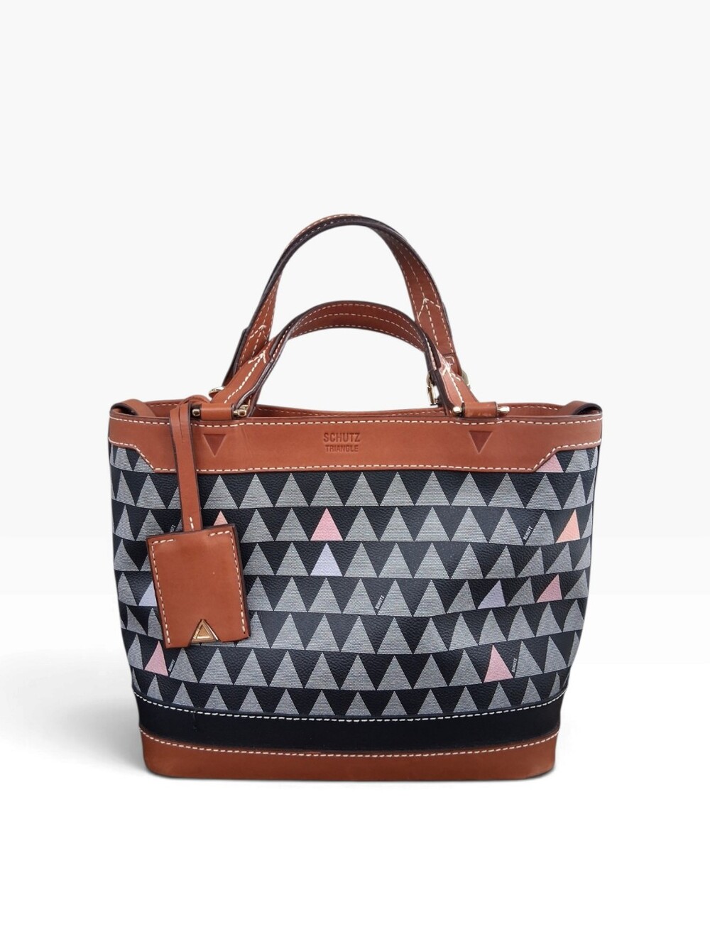 SCHUTZ Triangle Print Mini Tote Crossbody Bag -  Geometric Canvas
